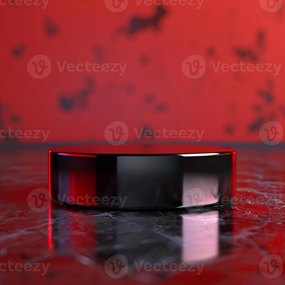 A black and red object sitting on a table photo