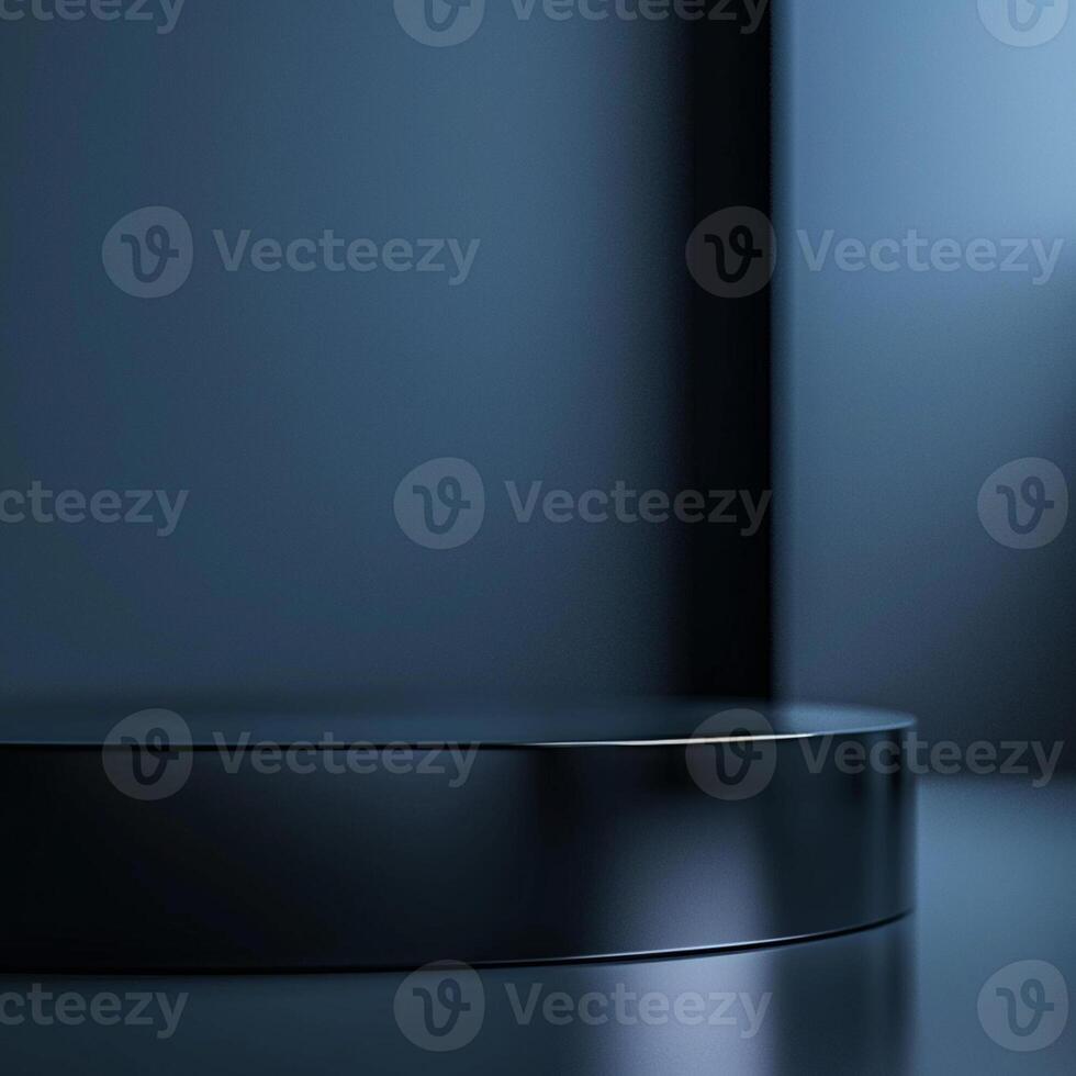 Black round table with a black background photo
