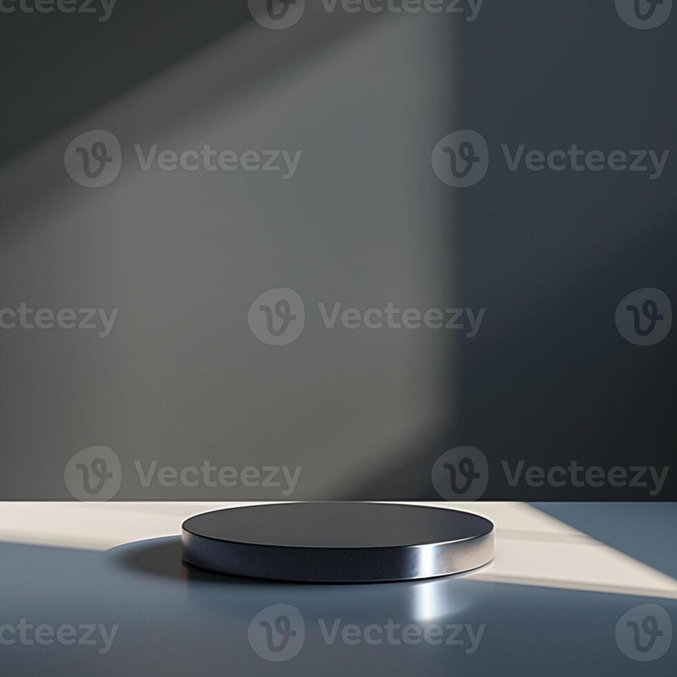 A black and white photo of a table with a light shining on it