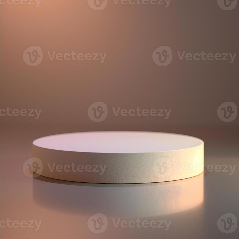 3d render of a round white table on a reflective surface photo