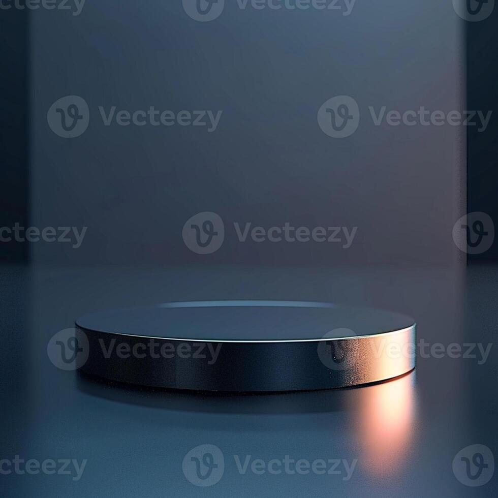 A black round table with a light shining on it photo