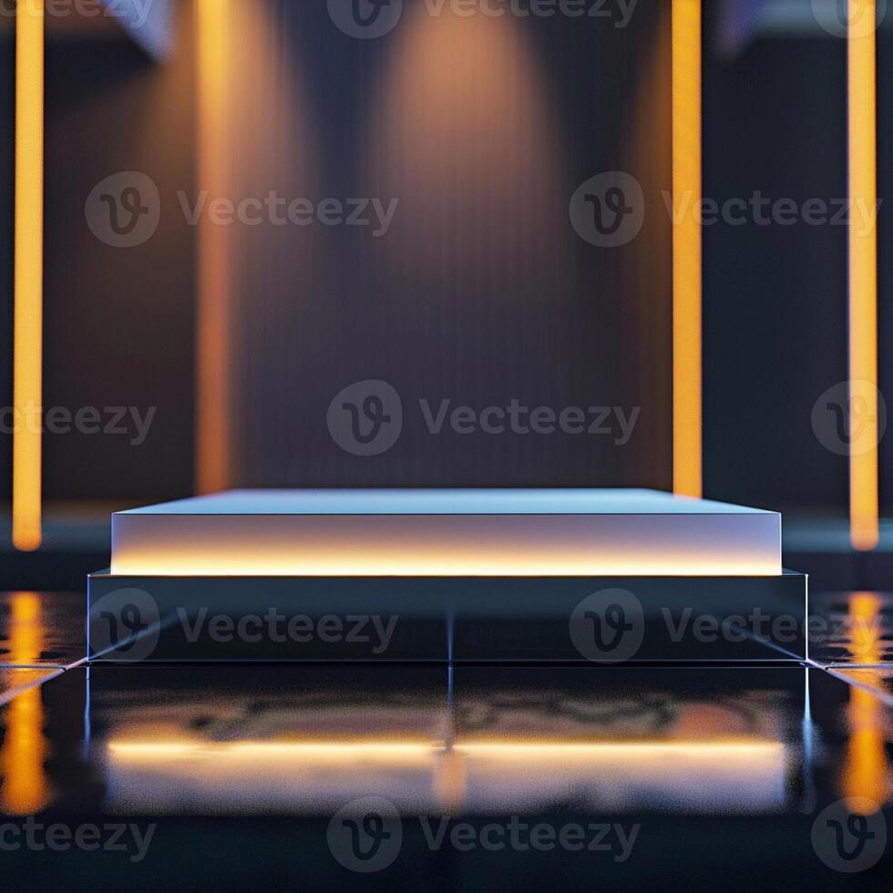 A white table with a light on it photo