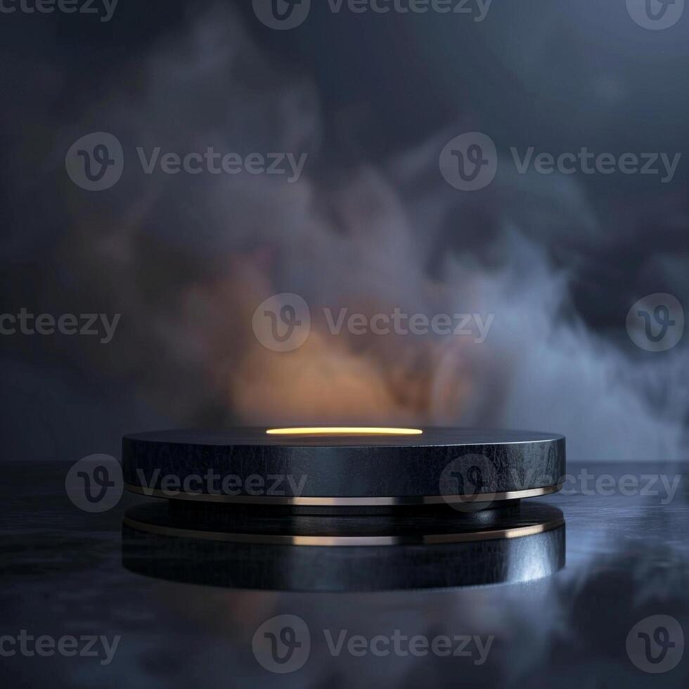 A black and gold object on a table with smoke coming out of it photo