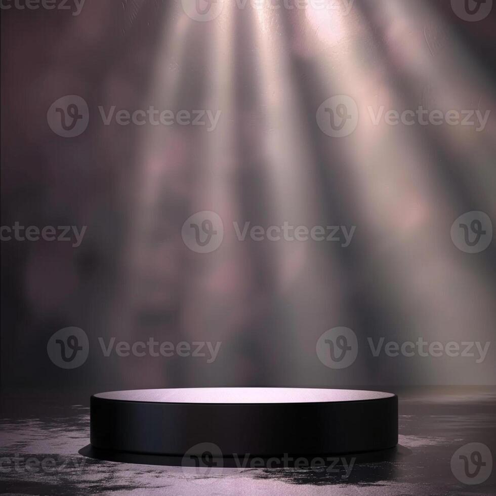 An empty podium with light shining from the top photo