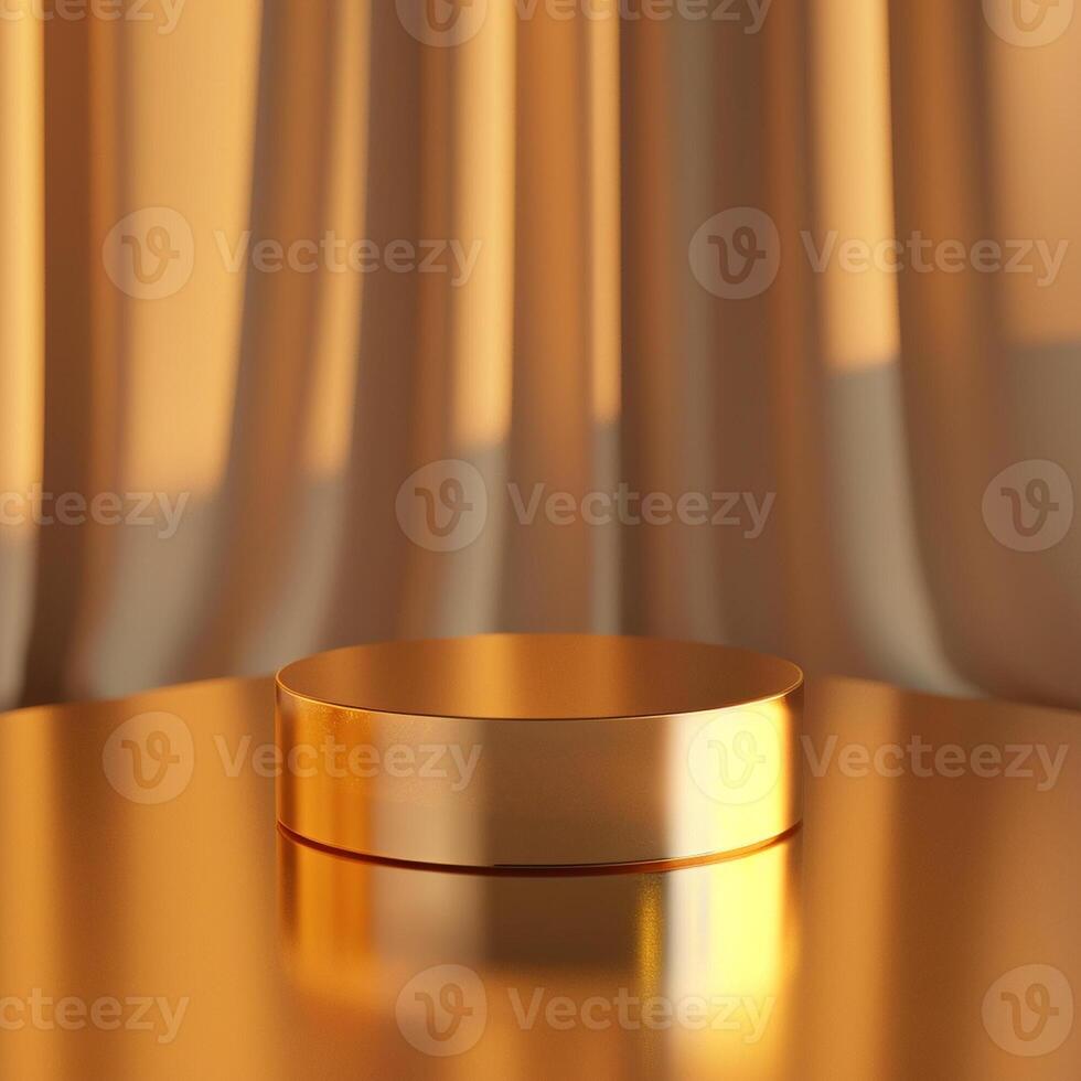 Golden podium with a curtain in front of it photo
