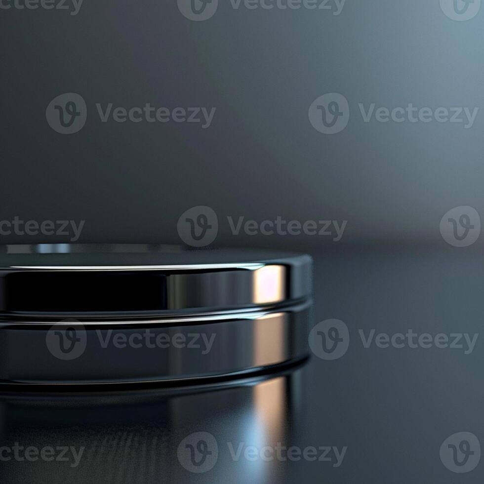 A black and silver object sitting on a table photo