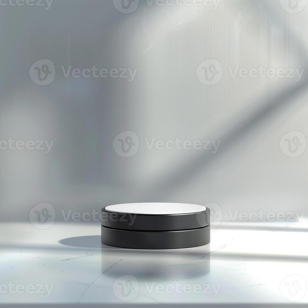 A black and white object sitting on a table photo