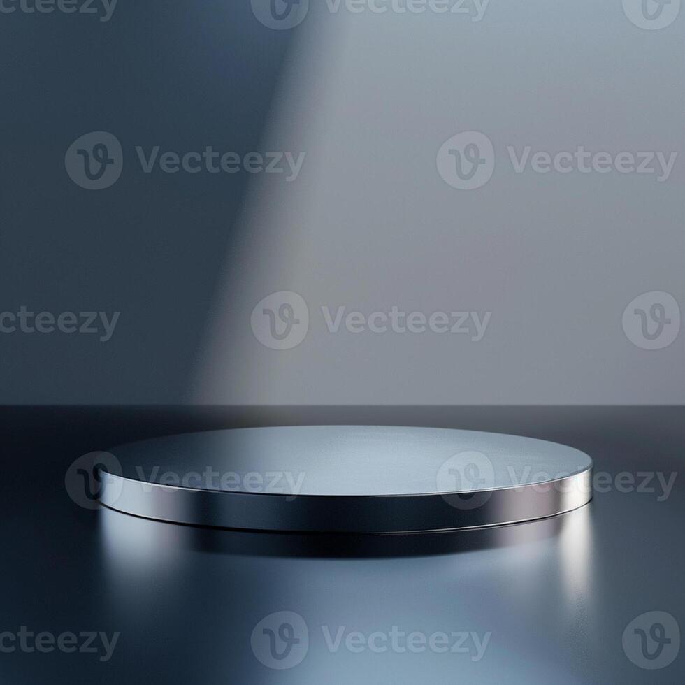 An empty podium on a table with a light shining on it photo