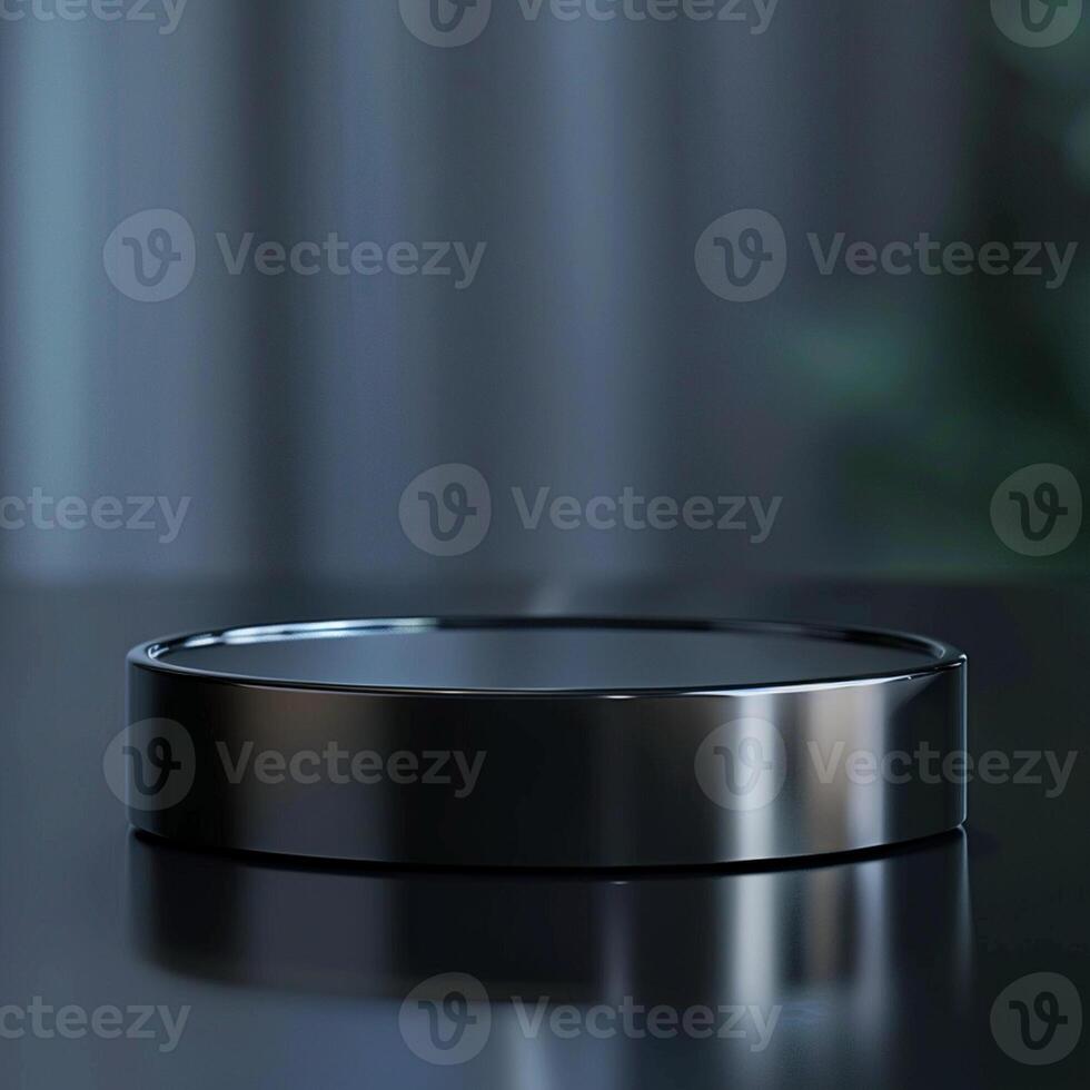A black circular object sitting on a table photo