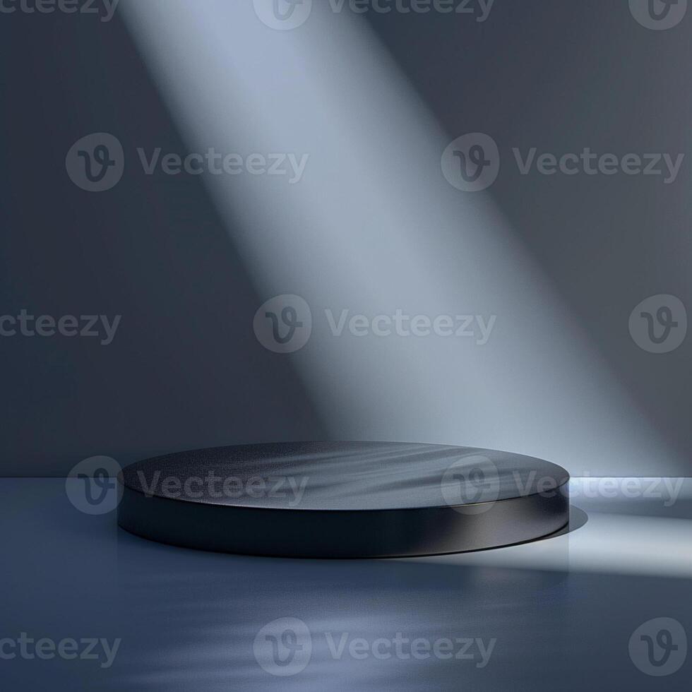 An empty podium with light shining from the side photo