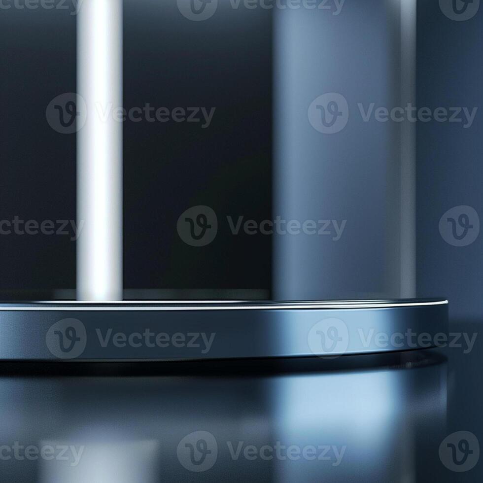 A circular table with a black background photo