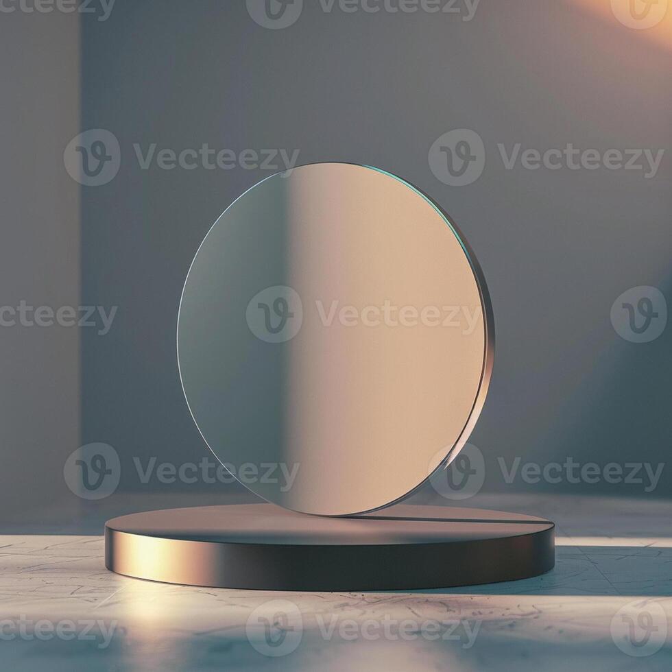 A mirror on a stand in front of a room photo