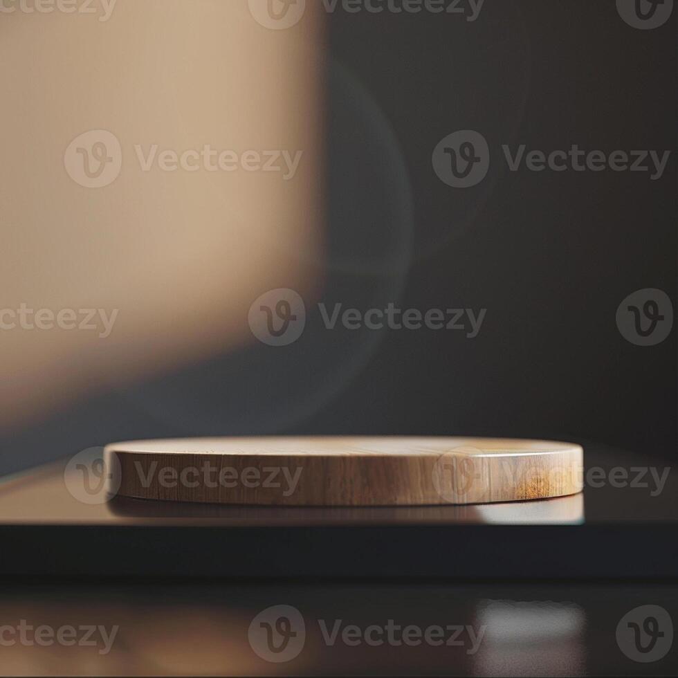 A wooden plate sitting on top of a table photo