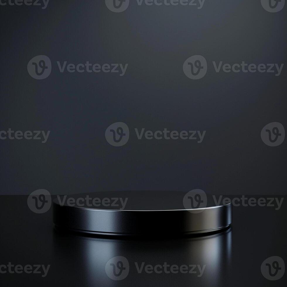 Black round table on a dark background photo
