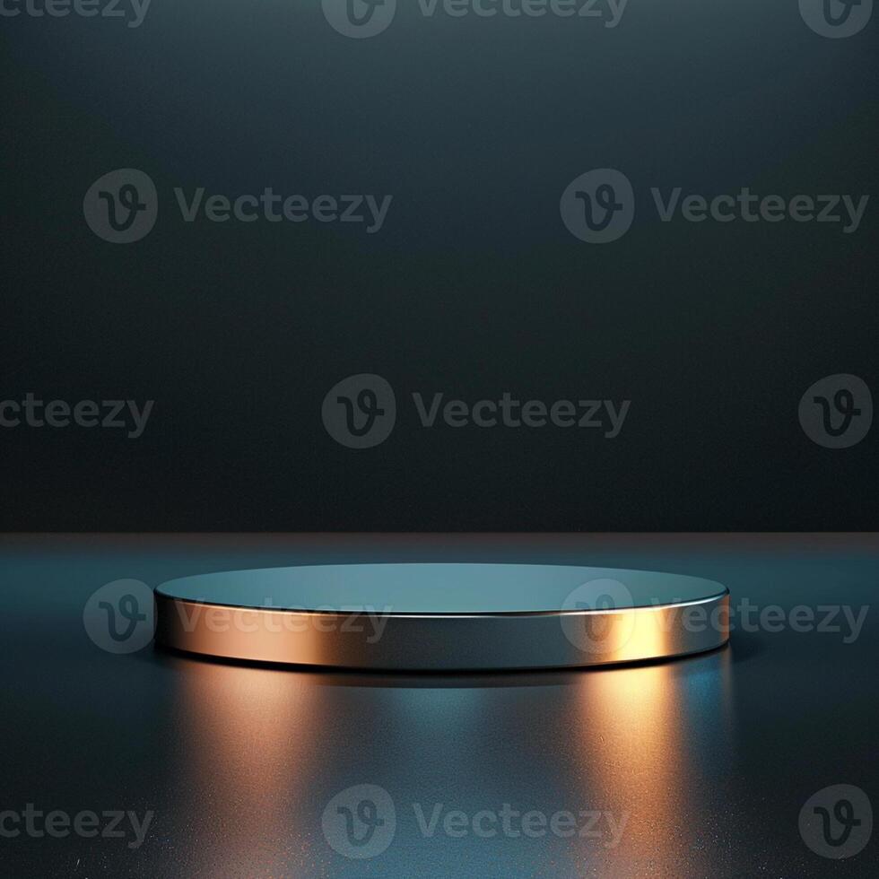 3d render of a round podium on a dark background photo