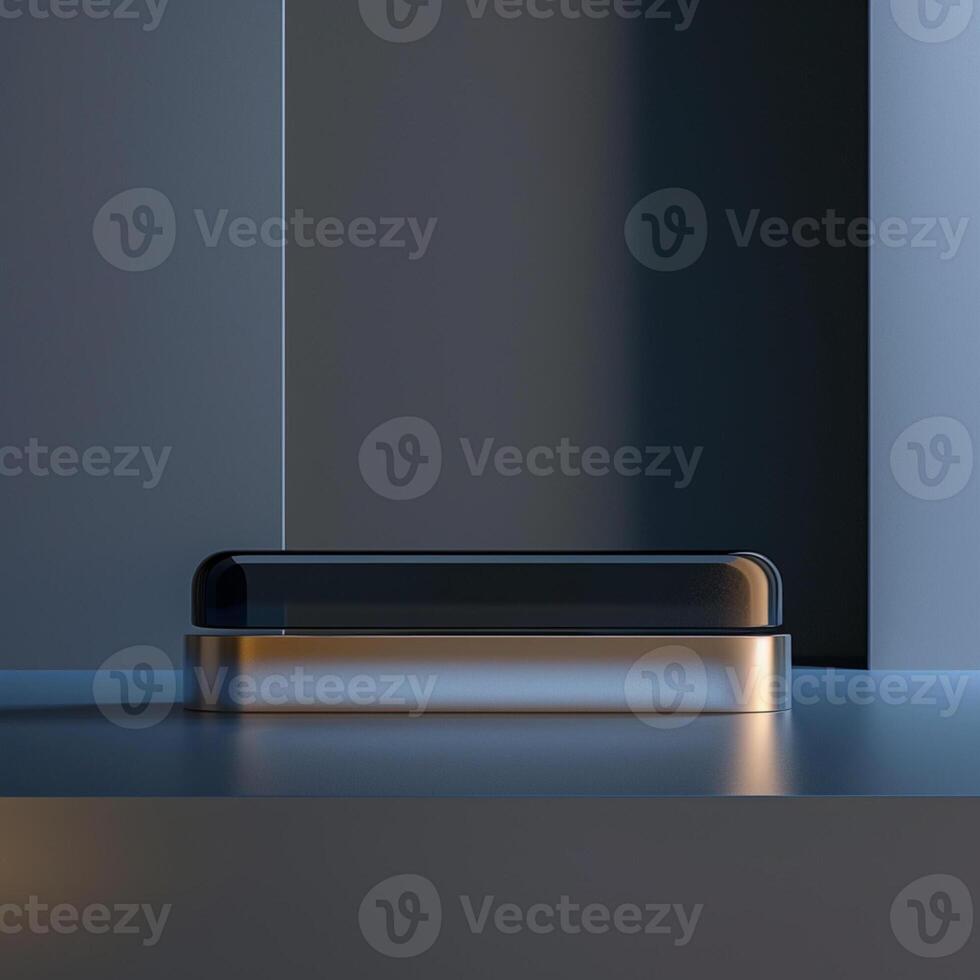 A silver and black object sitting on a table photo