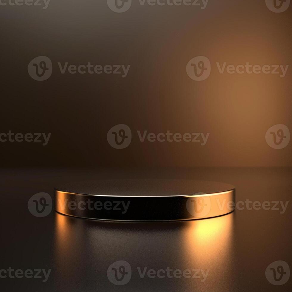 3d render of a round black pedestal on a dark background photo
