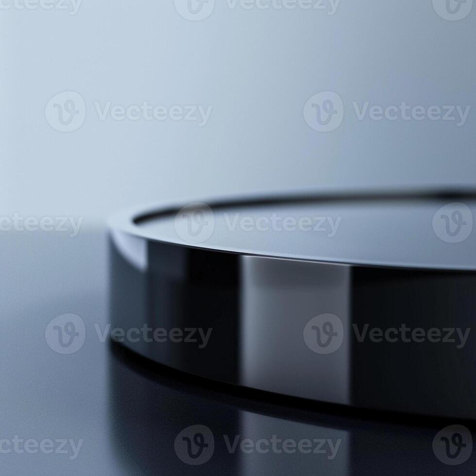 A black circular object on a table photo