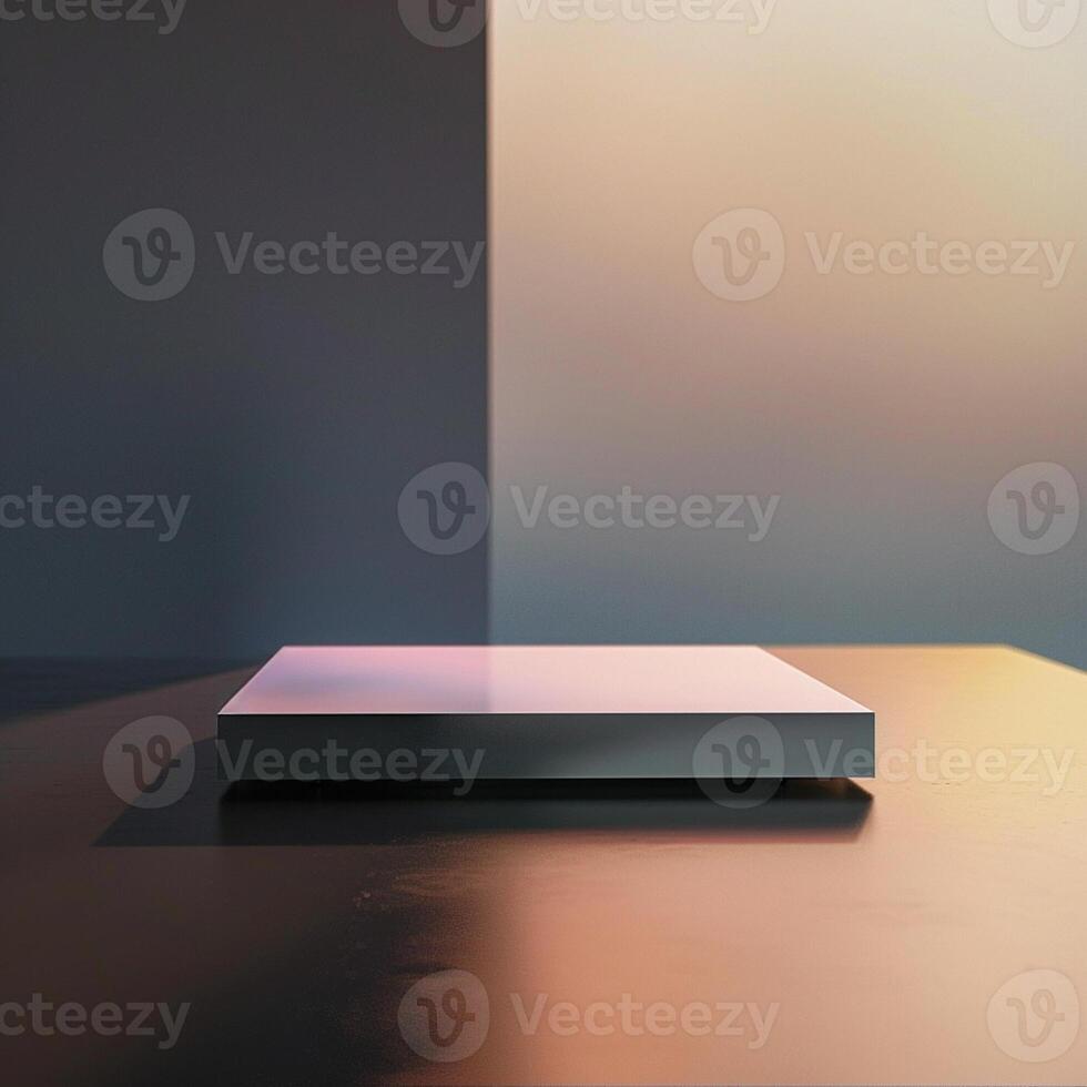 A square object on a table in front of a window photo