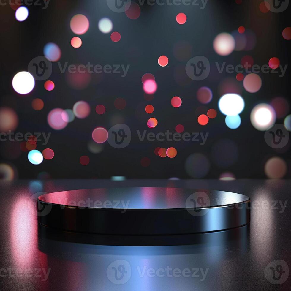 A podium with lights on the table photo