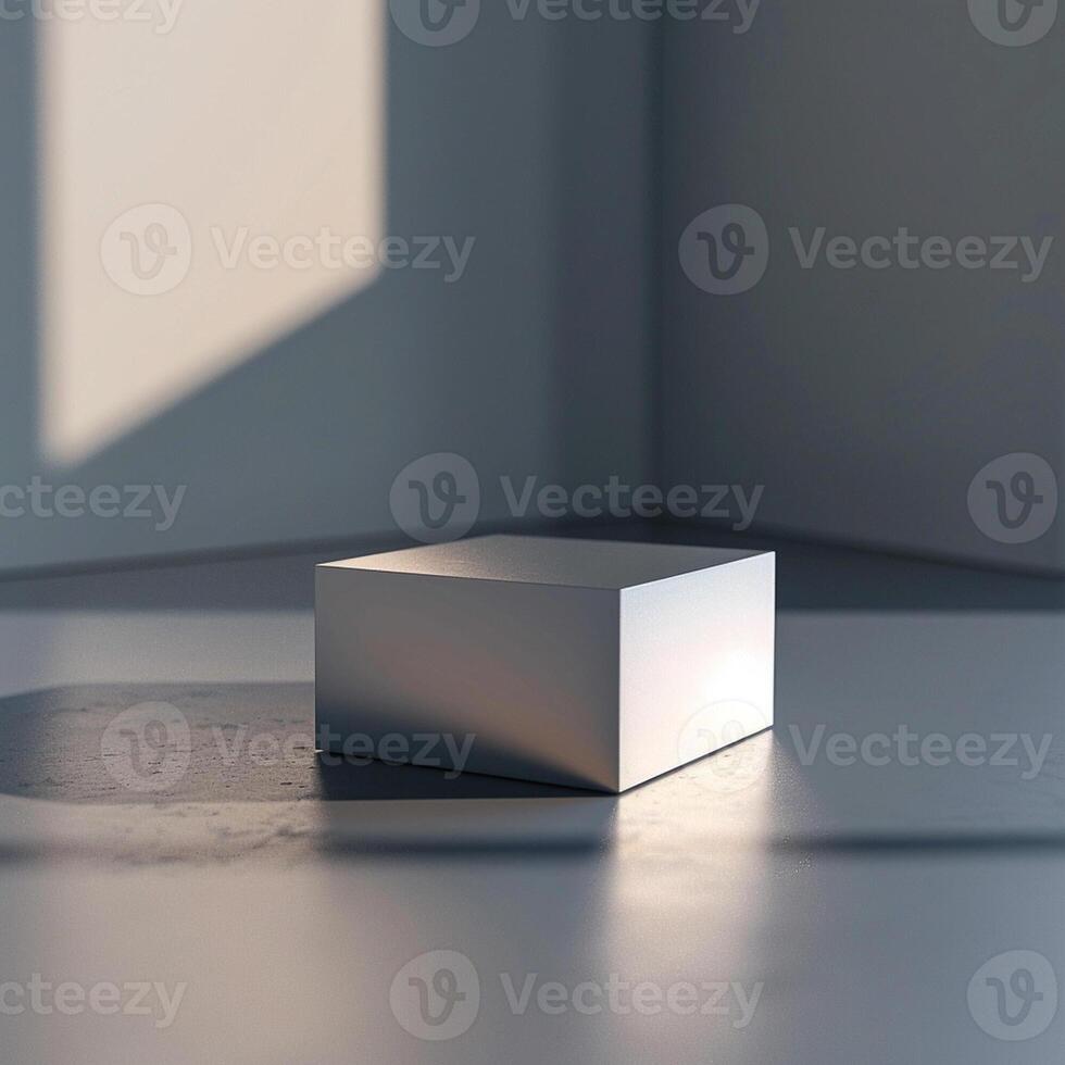 A cube sitting on a floor in a room photo
