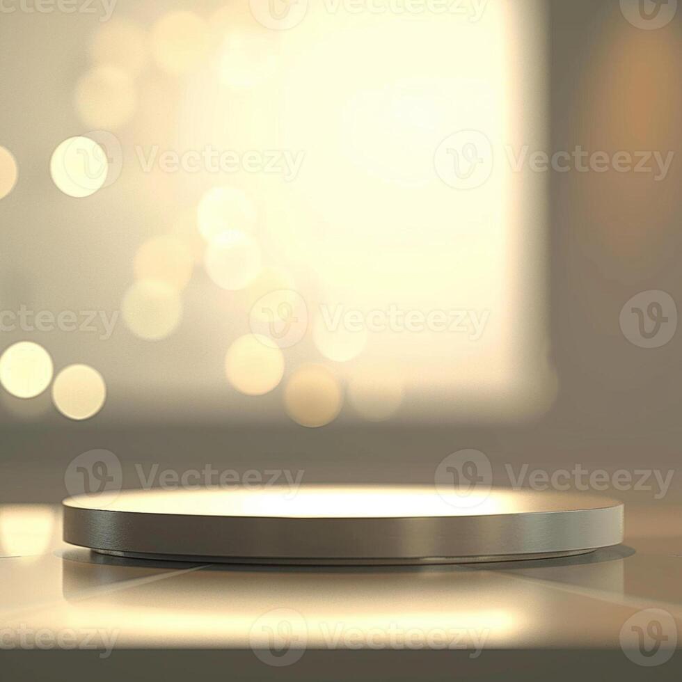 A white table with a light shining on it photo