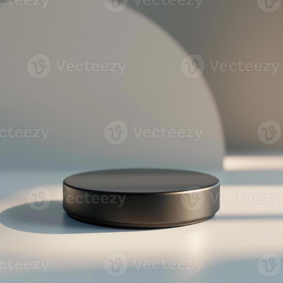 A black circular object sitting on a table photo