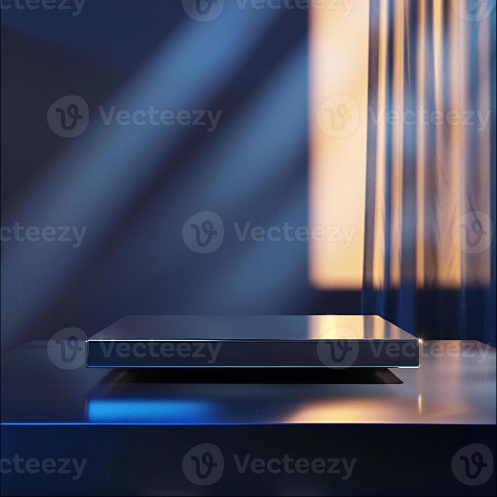 A table with a laptop on top of it photo