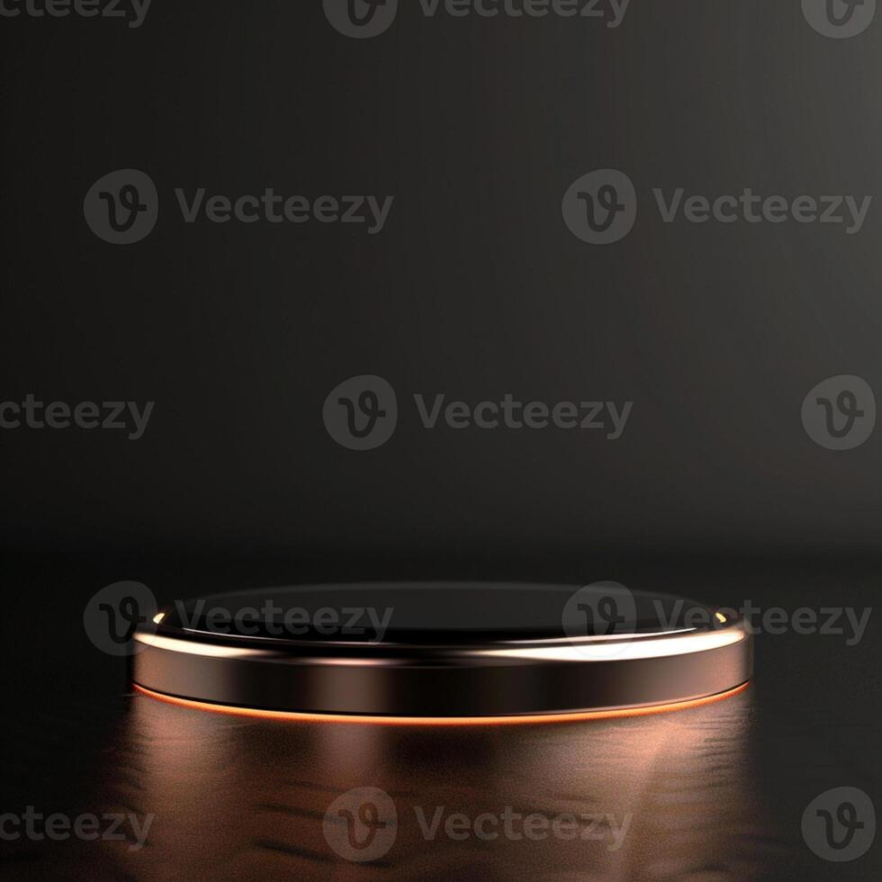 A black and gold table with a glowing light photo