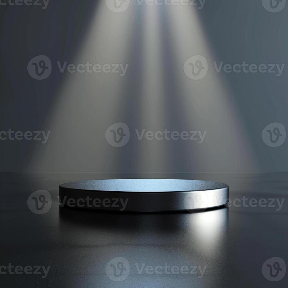 An empty podium with light shining from the top photo