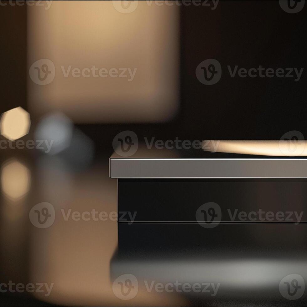 A close up of a black and silver box photo