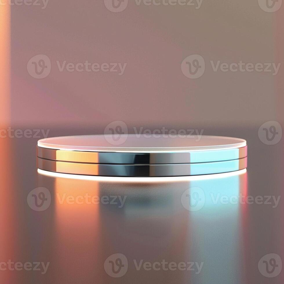 A circular object on a table with a light shining on it photo