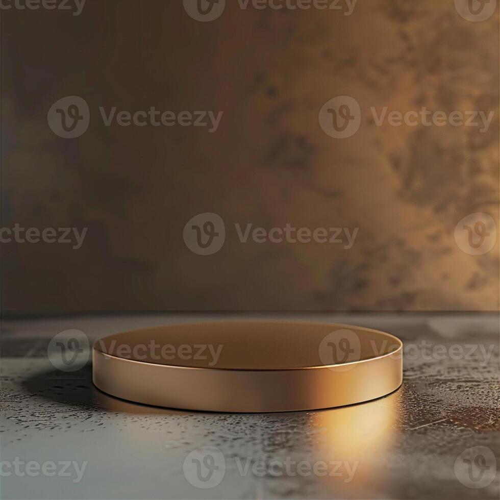 A round object on a table with a brown background photo