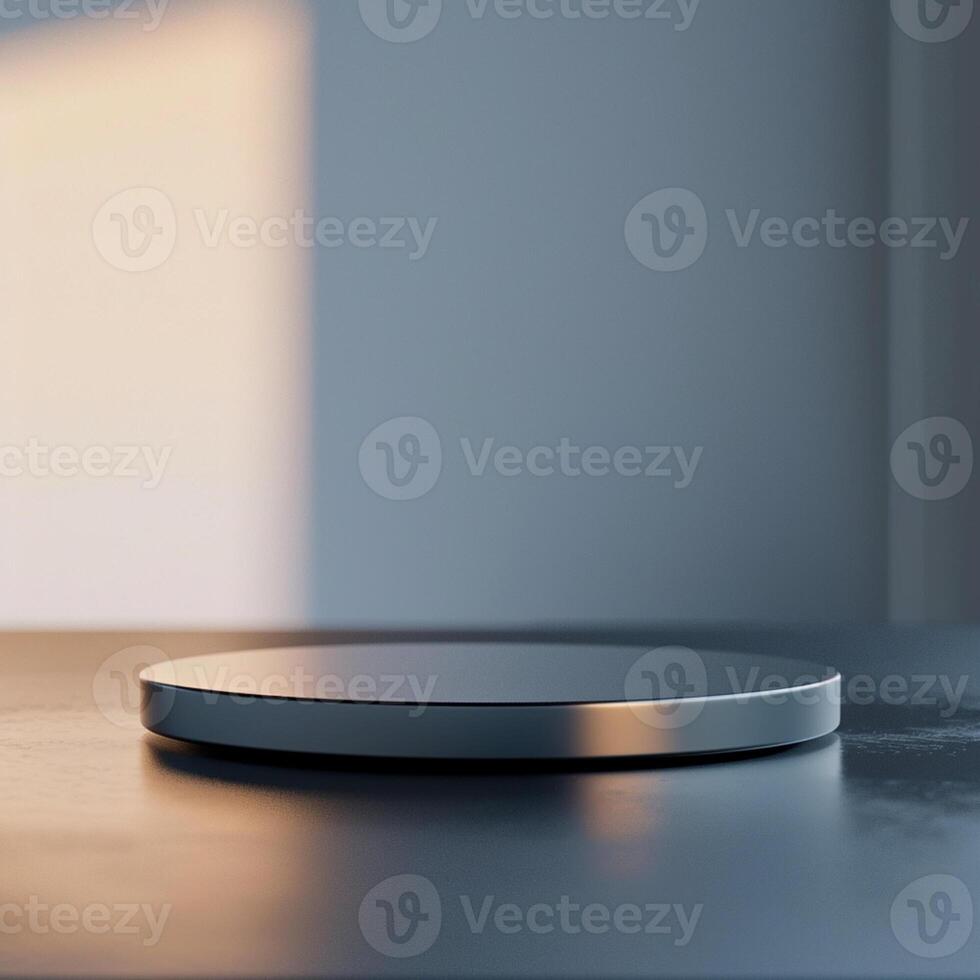 A metal plate on a table with a light shining on it photo