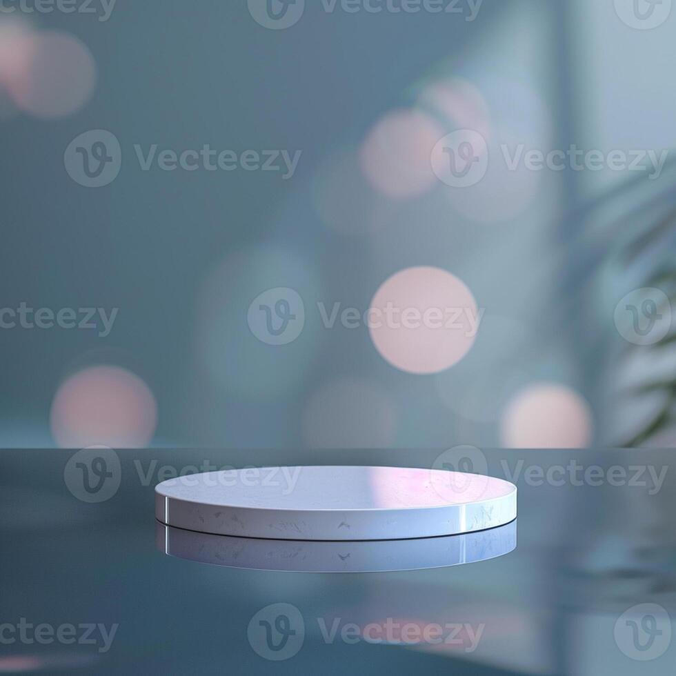 A white object sitting on a table with a plant in the background photo