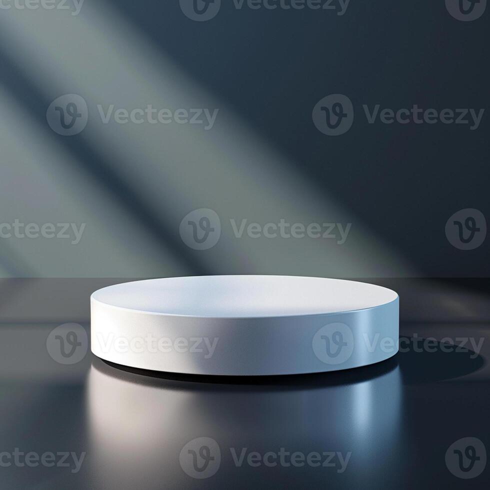 A white round table on a table with a shadow photo