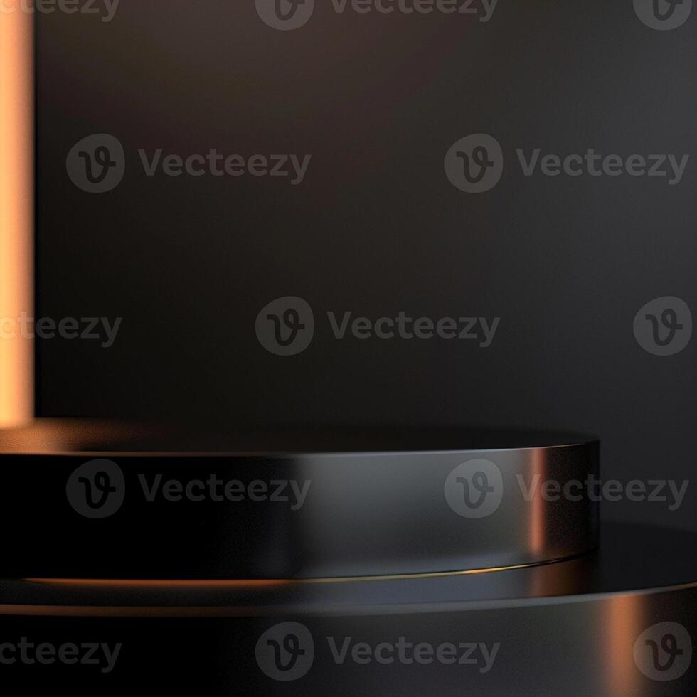 Black podium with a light on top photo
