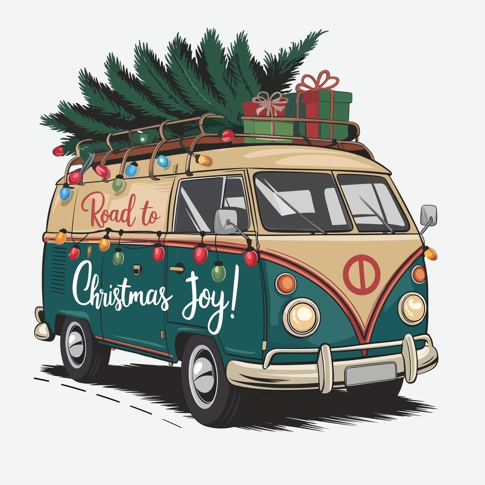 Christmas Joy Van Design vector