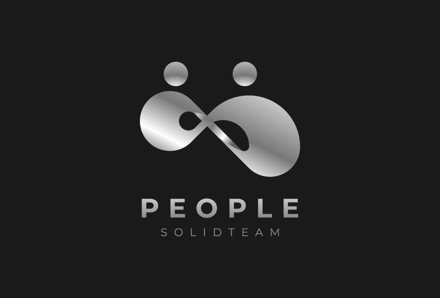 People logo design, human with infinity icon combination in silver color, people Logo design template, illustration vector