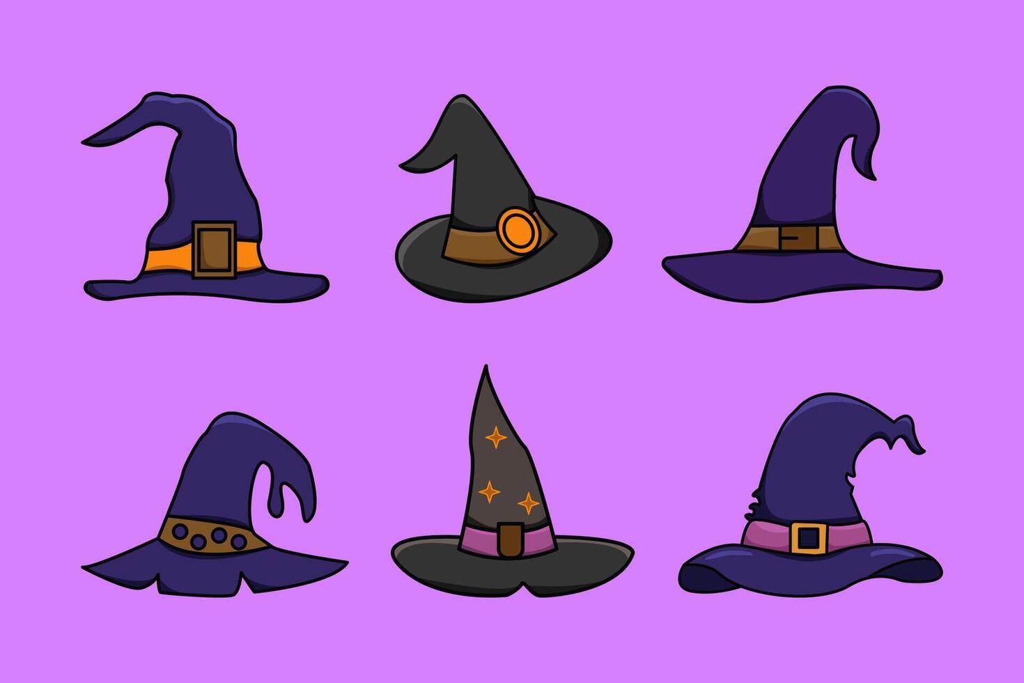 Set of witch hat Bundle Illustration vector