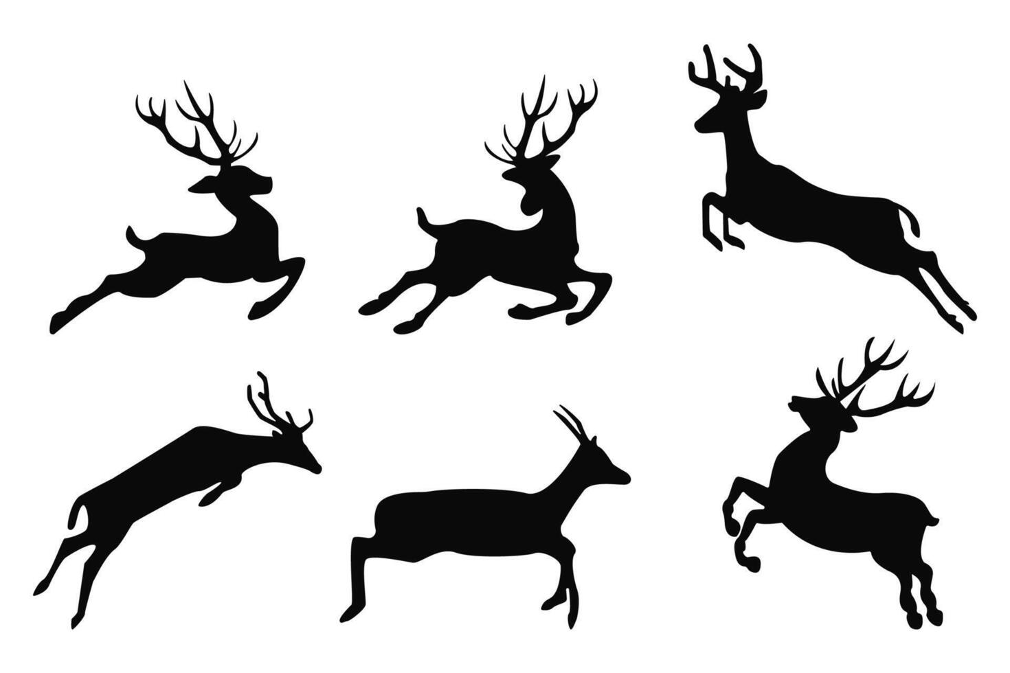 Set of Deer Silhouette Illustration vector