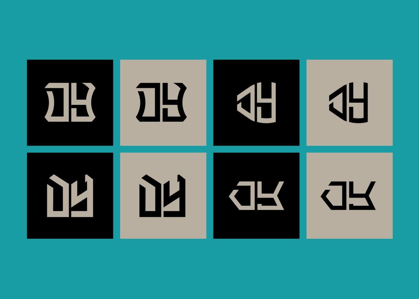 DY minimalist and classic logo set design. DY monogram polygonal and circle shape vector