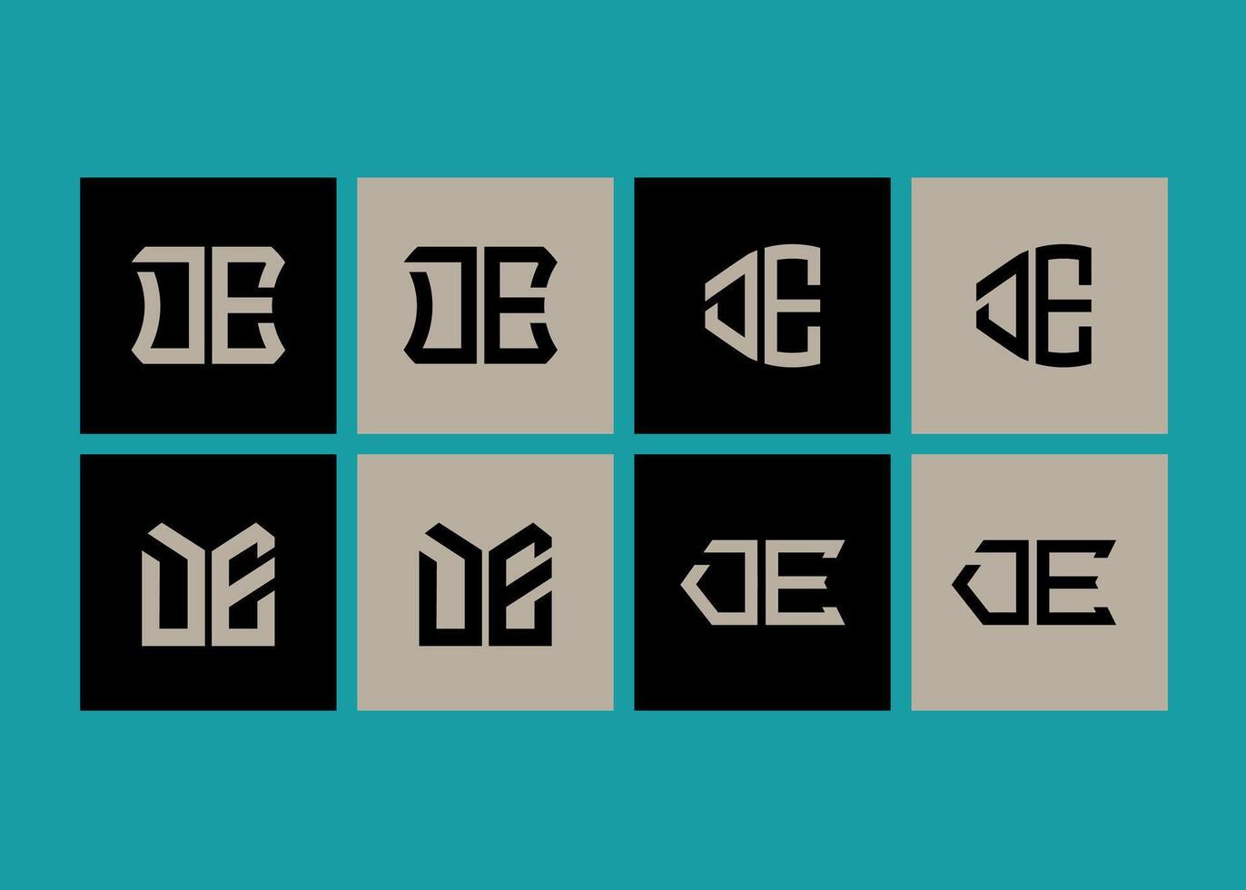DE minimalist and classic logo set design.DE monogram polygonal and circle shape . DE unique design. vector