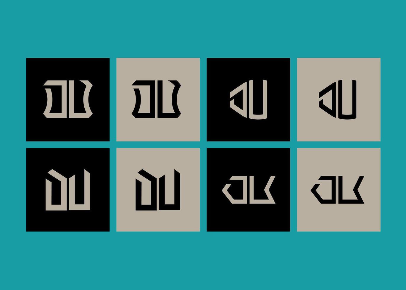DU minimalist and classic logo set design. DU monogram polygonal and circle shape vector