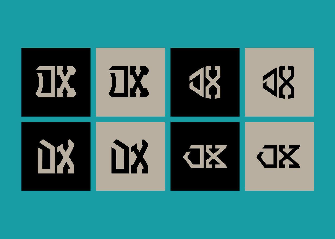 DX minimalist and classic logo set design. DX monogram polygonal and circle shape vector