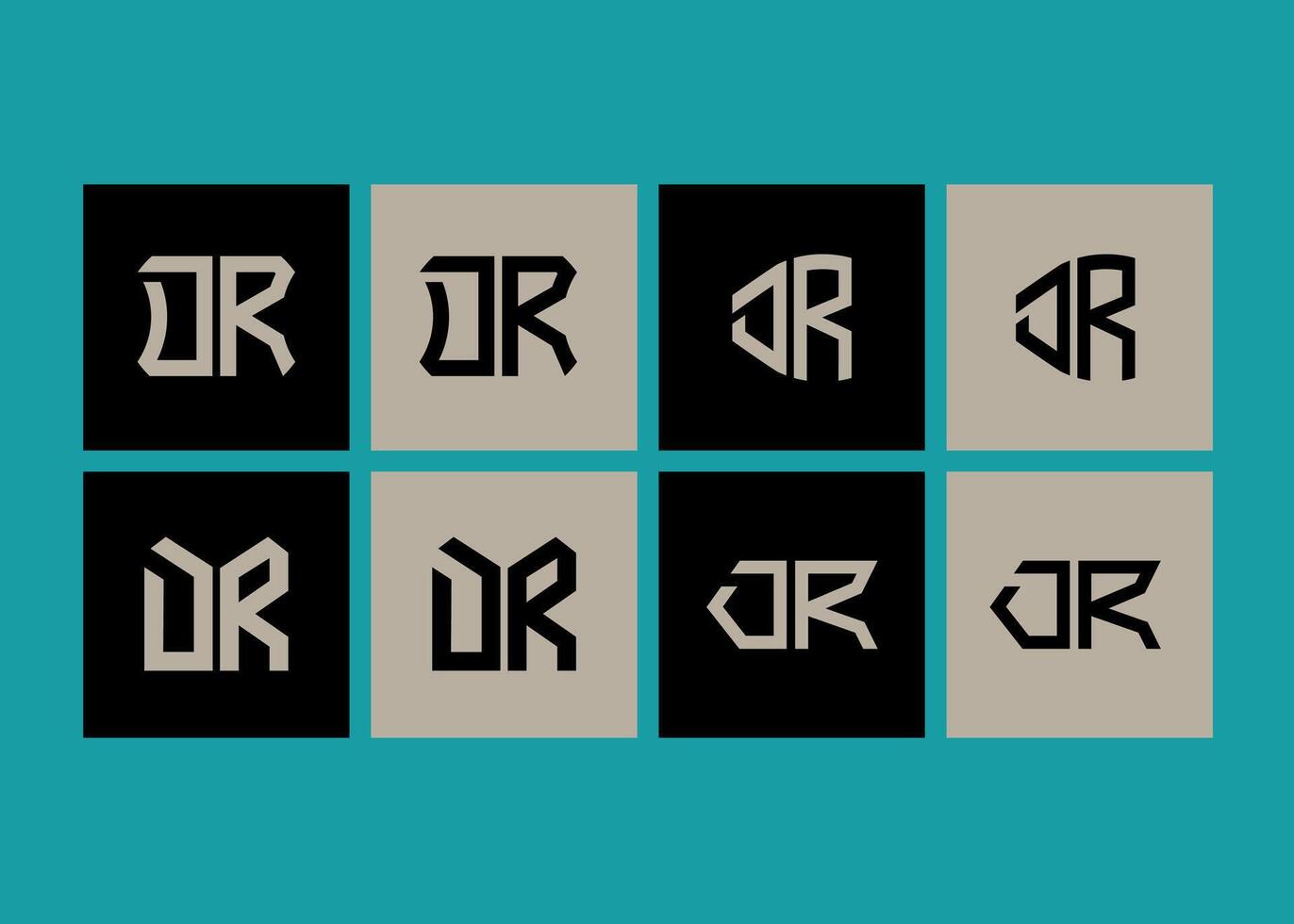 DR minimalist and classic logo set design. DR monogram polygonal and circle shape vector