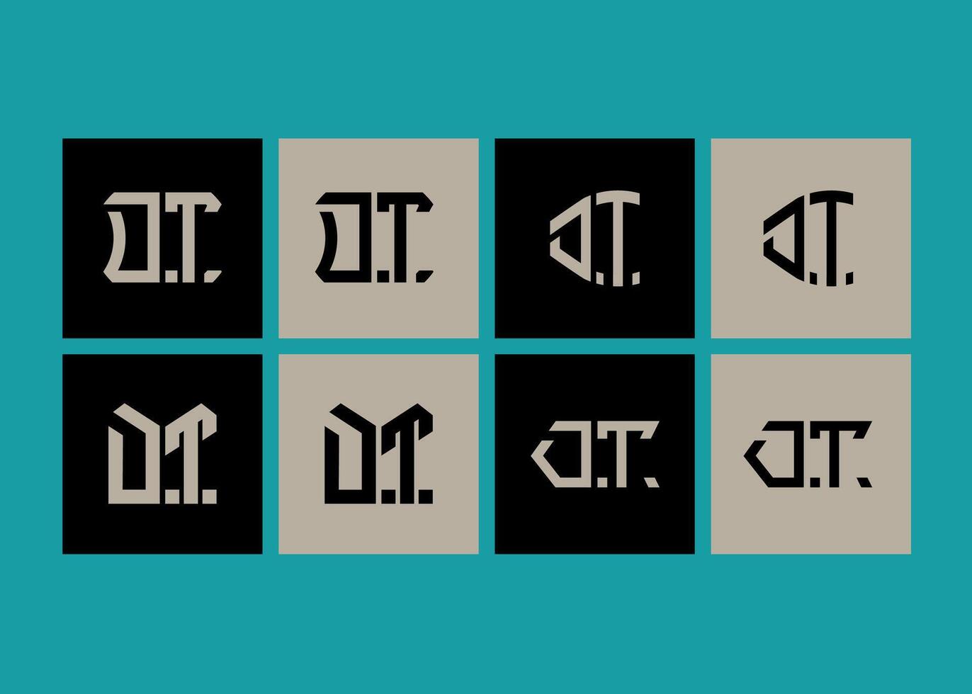 DT minimalist and classic logo set design. DT monogram polygonal and circle shape vector
