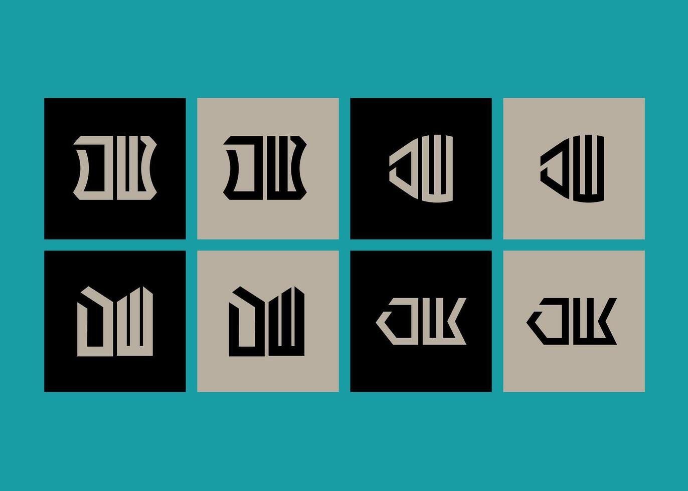 DW minimalist and classic logo set design. DW monogram polygonal and circle shape vector