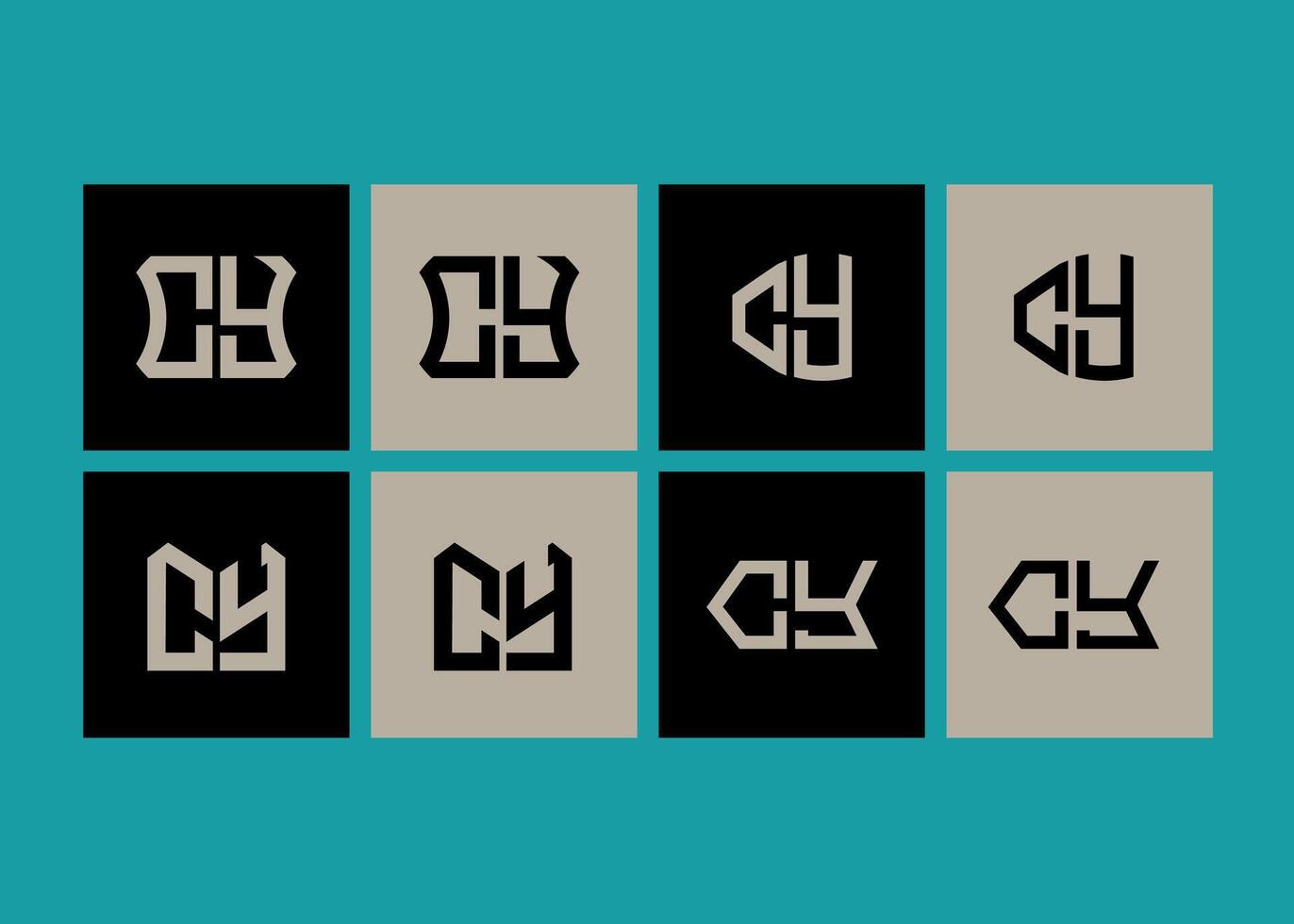 CY minimalist and classic logo set design. CY monogram polygonal and circle shape vector