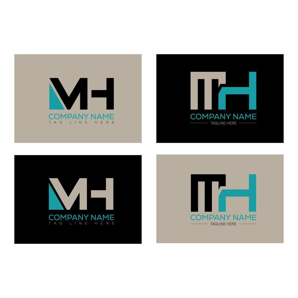 MH minimalist and classic logo set design. MH monogram polygonal and circle shape . vector